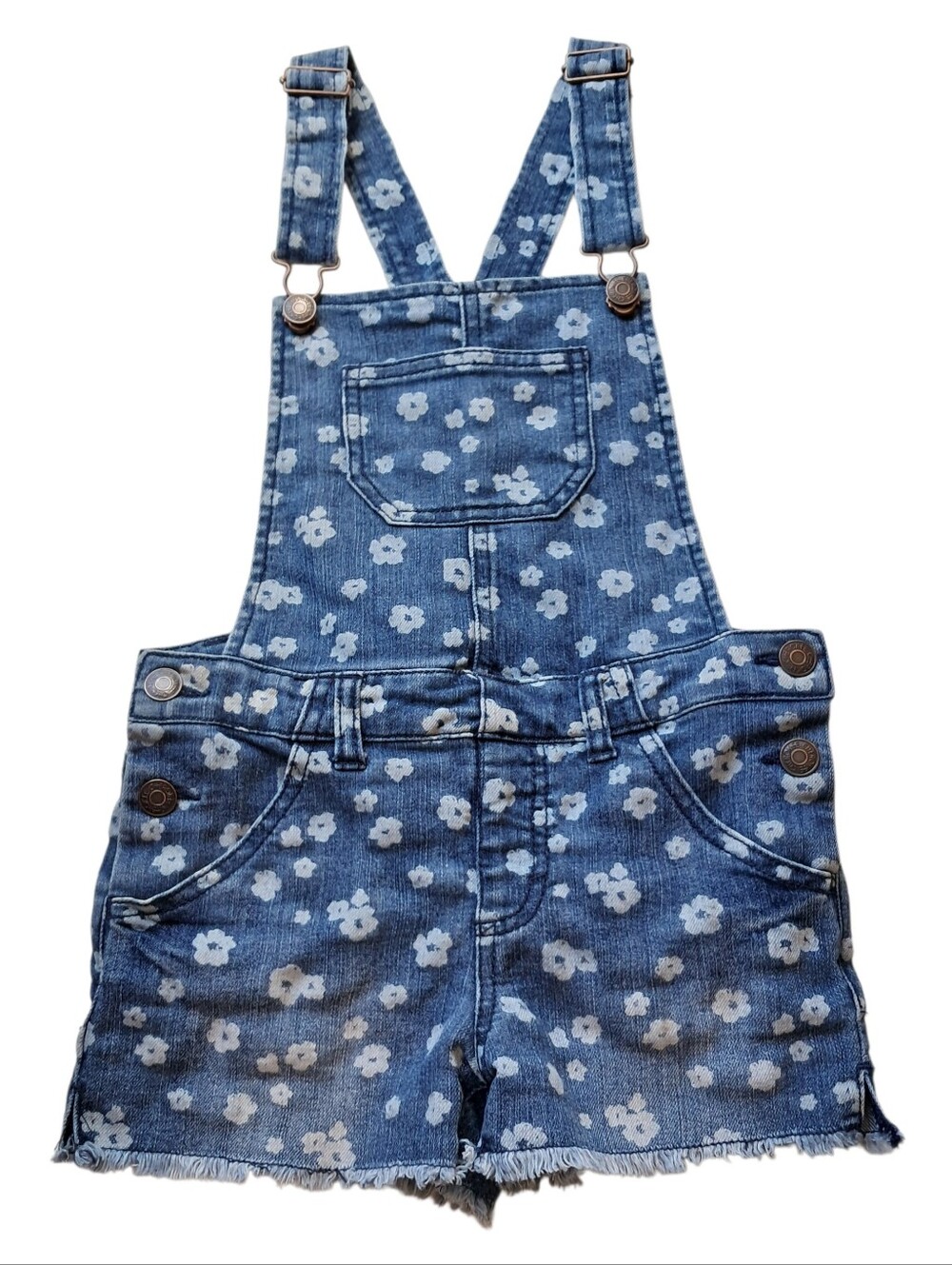 Cherokee Floral Denim Short Overalls Kids Size S
